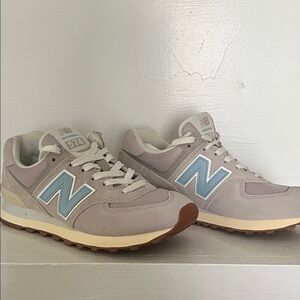 New Balance 574 Sneakers in Light Gray and Sky Blue